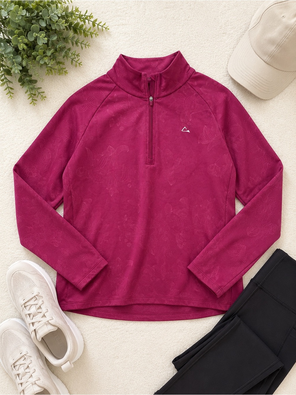 Fuchsia Half-Zip Pullover Sweater